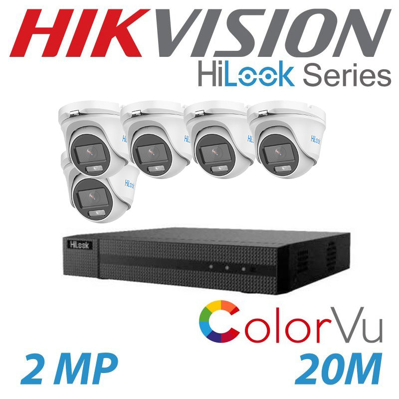 2MP 8CH HIKVISION HILOOK COLORVU 5X DOME TURRET CAMERA KIT