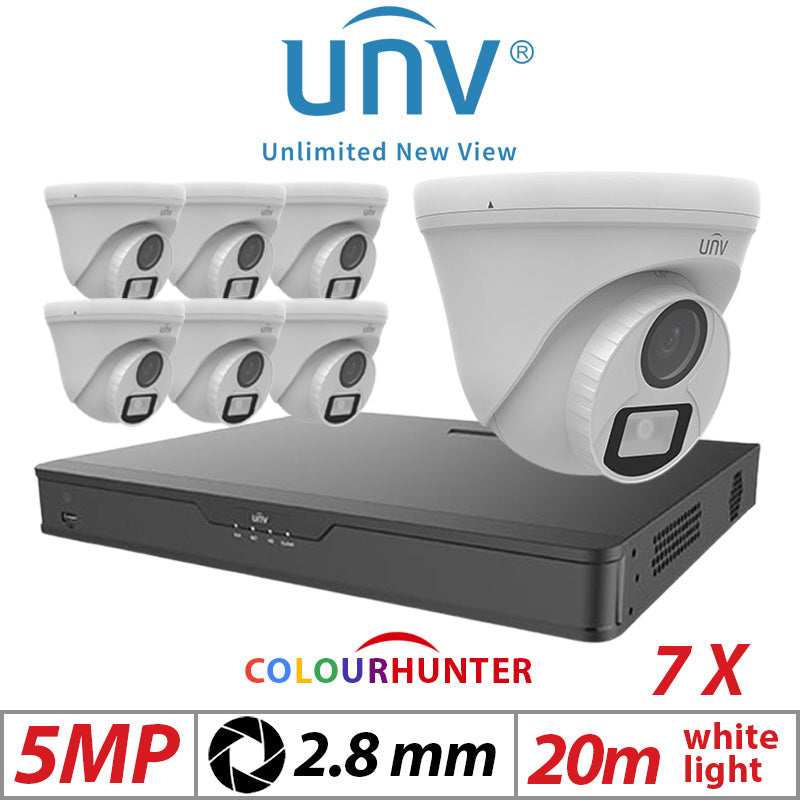 5MP 8CH UNIVIEW BALUN KIT - 7X COLOURTHUNTER - 24/7 COLOUR - HD TURRET ANALOG CAMERA 2.8MM UAC-T115-F28-W