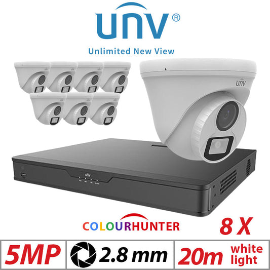 5MP 16CH UNIVIEW BALUN KIT - 08X COLOURTHUNTER - 24/7 COLOUR - HD TURRET ANALOG CAMERA 4MM UAC-T115-F28-W