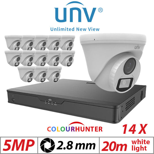 5MP 16CH UNIVIEW BALUN KIT - 14X COLOURTHUNTER - 24/7 COLOUR - HD TURRET ANALOG CAMERA 2.8MM UAC-T115-F28-W