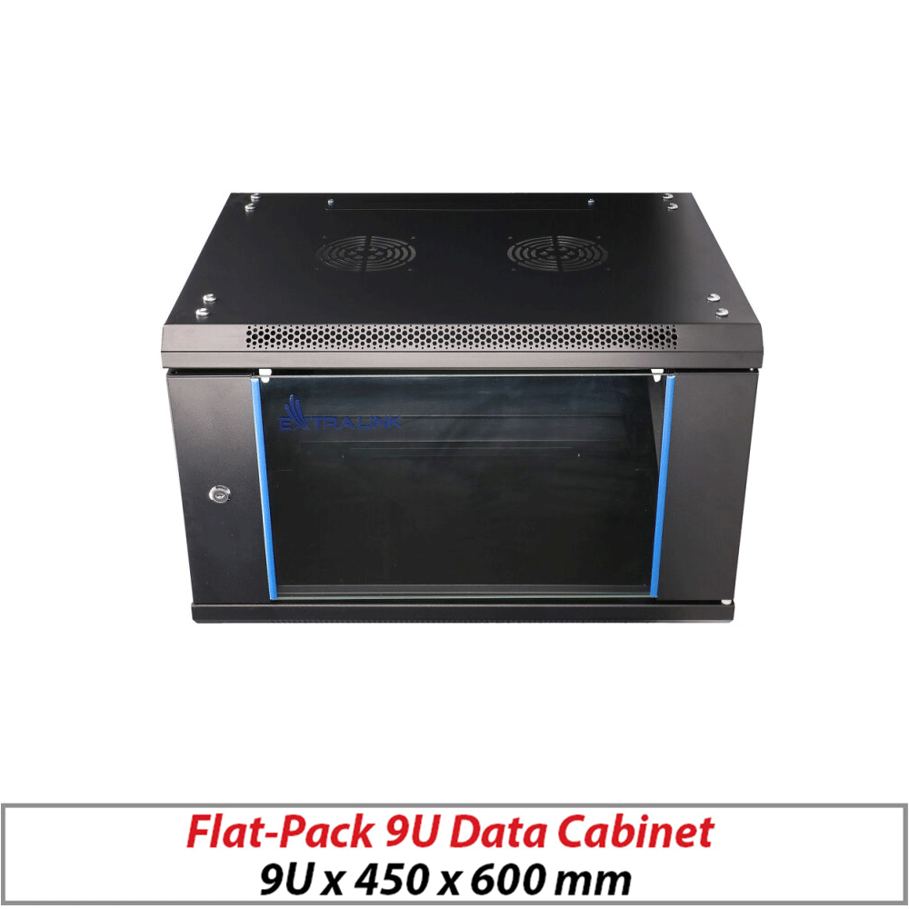 DATA CABINET - FLAT-PACK WALL MOUNT DATA CABINET BLACK 9U-450