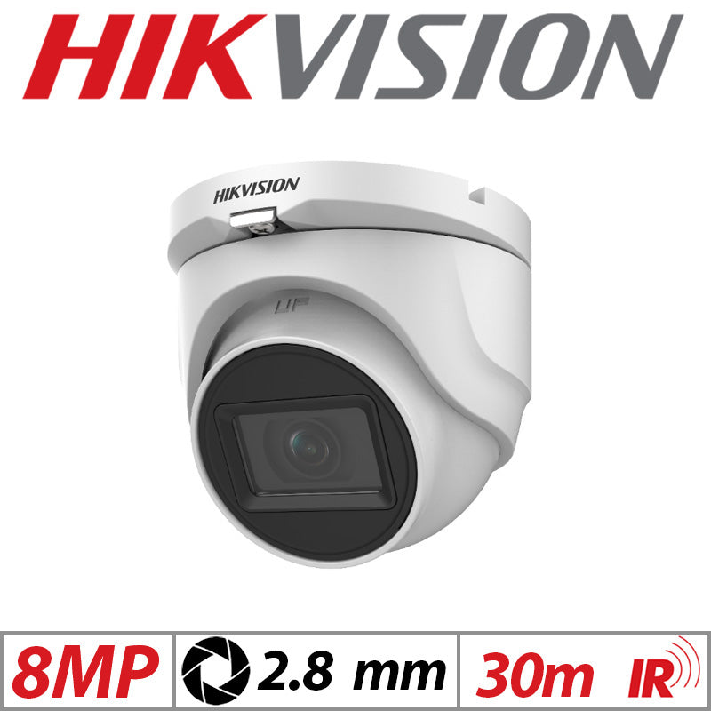 8MP HIKVISION 4IN1 FIXED TURRET CAMERA 2.8MM WHITE DS-2CE76U1T-ITMF