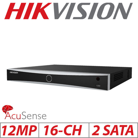 12MP HIKVISION 4K 16 CHANNEL 1U 16 POE ACUSENSE NVR DS-7616NXI-K2-16P