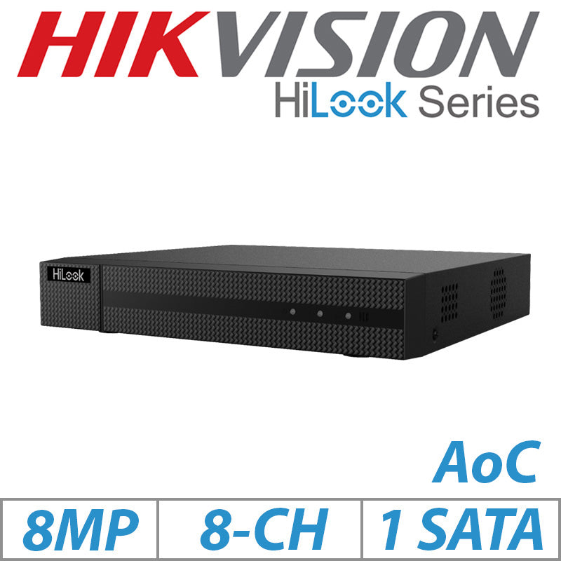 8MP 8CH HIKVISION HILOOK AOC 4-IN-1 1U H.265 TURBO ACUSENSE DVR-208U-M1