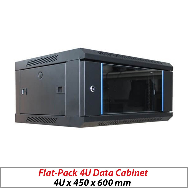 DATA CABINET - FLAT-PACK WALL MOUNT DATA CABINET BLACK 4U-450