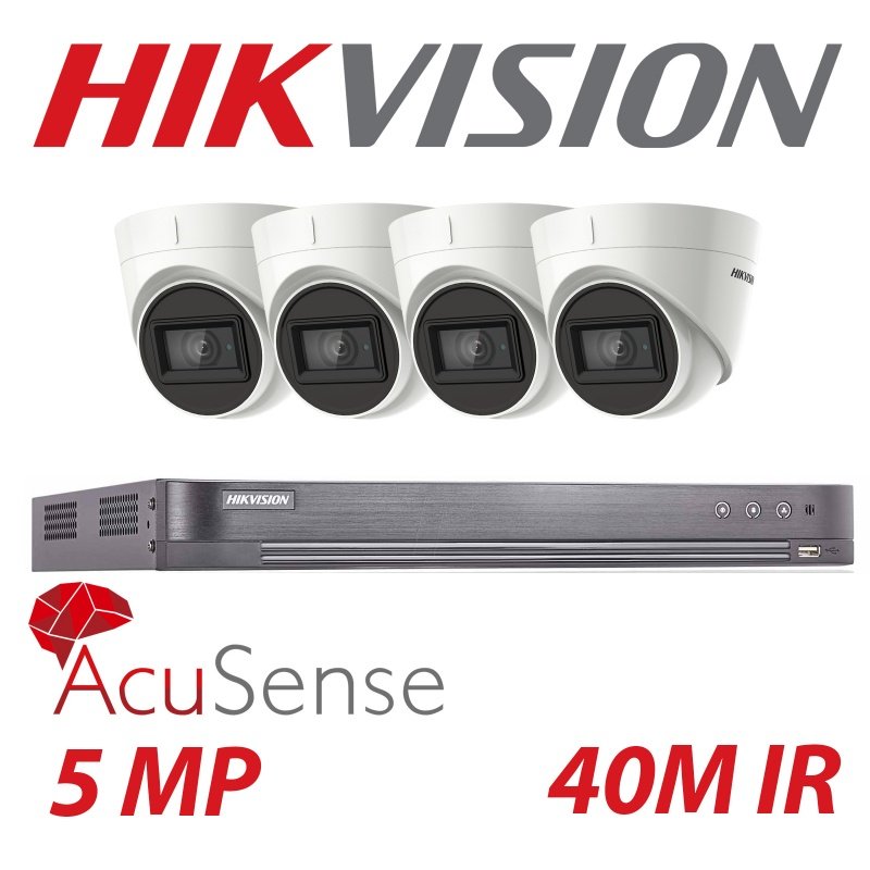 5MP 4CH HIKVISION 4X SYSTEM 4K TURBO DVR ACUSENSE CAMERA KIT