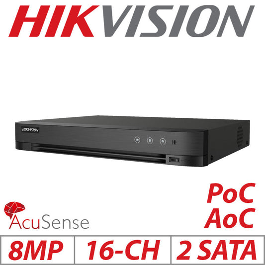 8MP 16CH HIKVISION 1U H.265 TURBO ACUSENSE POC-AOC DVR IDS-7216HUHI-M2/P