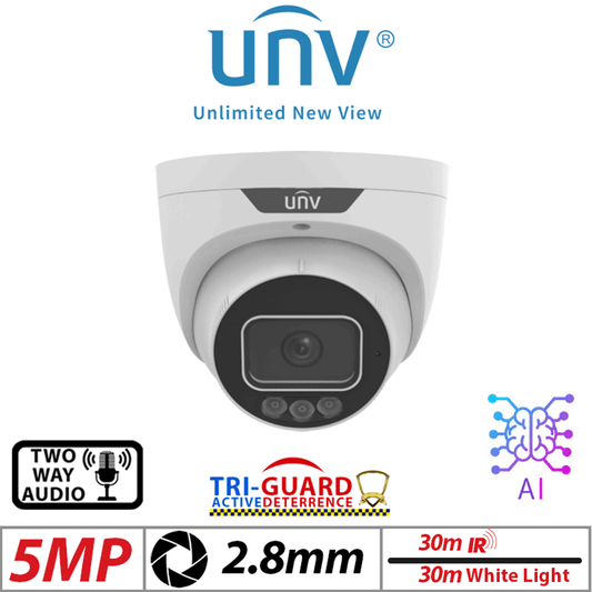 5MP UNIVIEW TRI-GUARD 2.0 SERIES DEEP LEARNING NETWORK CAMERA WHITE 2.8MM IPC3635SS-ADF28KMC-I1