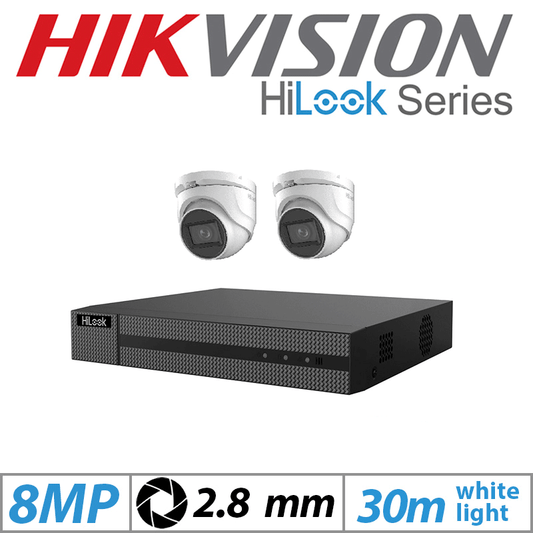 8MP HIKVISION HILOOK DVR CCTV SYSTEM KIT 4 CHANNEL 2 X 8 MP HD TURRET CAMERAS 1TB HDD – TK-2148TH-MM