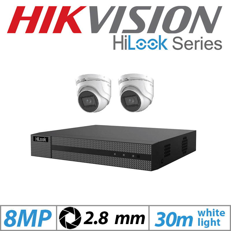 8MP HIKVISION HILOOK DVR CCTV SYSTEM KIT 4 CHANNEL 2 X 8 MP HD TURRET CAMERAS 1TB HDD – TK-2148TH-MM