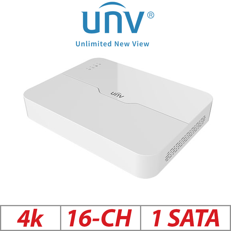 ?4K 16-CH UNIVIEW WITH 8 PORT POE 1-SATA HD NVR ULTRA 265/H.265/H.264 - UNV-NVR301-16LE2-P8