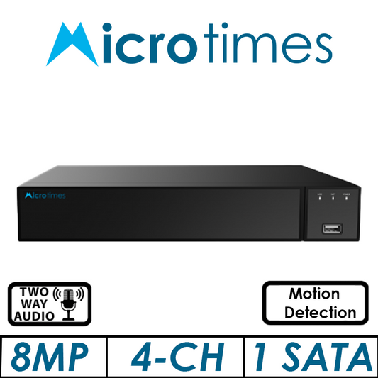 8MP 4-CH MICROTIMES POE 1-SATA HD NVR 265+/H.265+/ NVR8004POE