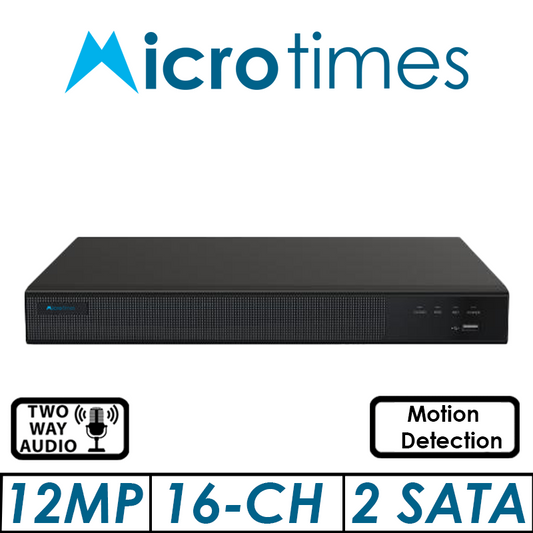 4K 12MP 16-CH MICROTIMES POE 2-SATA HD NVR 265+/H.265+/ NVR8016POE