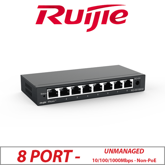 8 PORT RUIJIE 10/100/1000MBPS UNMANAGED NON-POE SWITCH RG-ES108GD