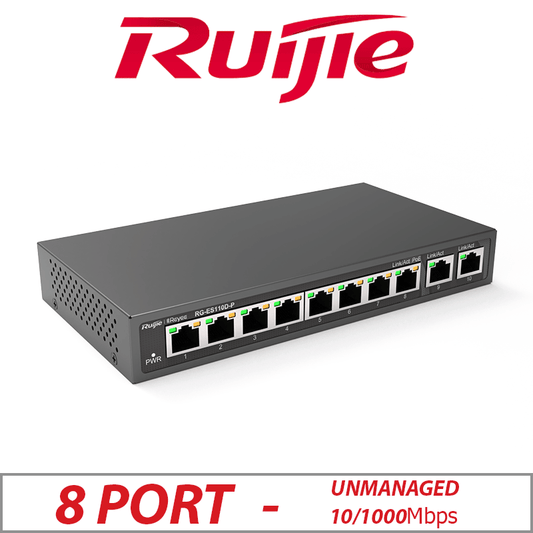 8 PORT RUIJIE 10/100MBPS DESKTOP UNMANAGED SWITCH RG-ES110D-P