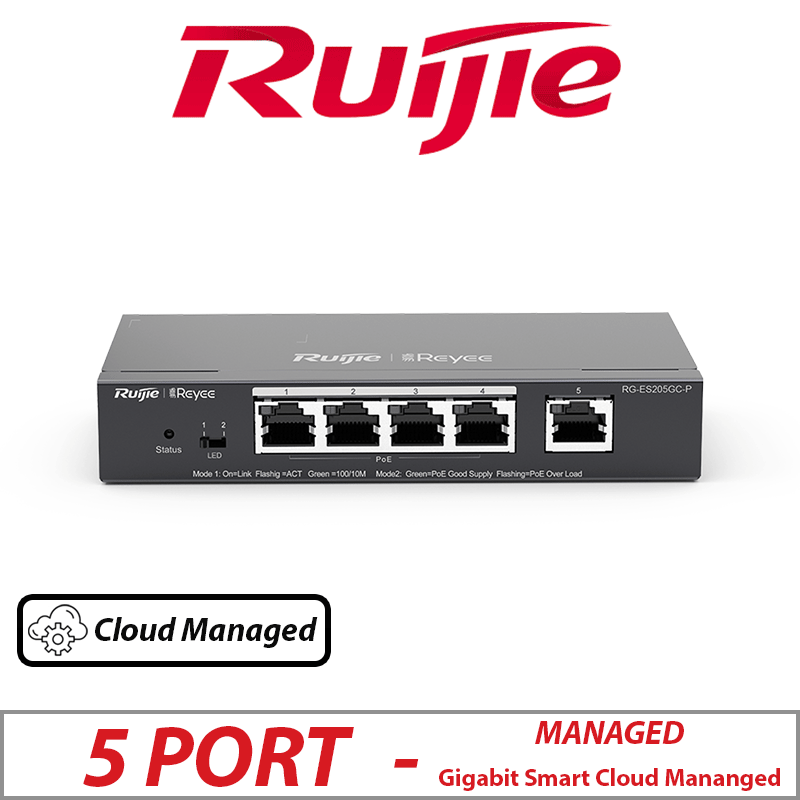 5 PORT RUIJIE GIGABIT SMART CLOUD MANANGED POE SWITCH RG-ES205GC-P