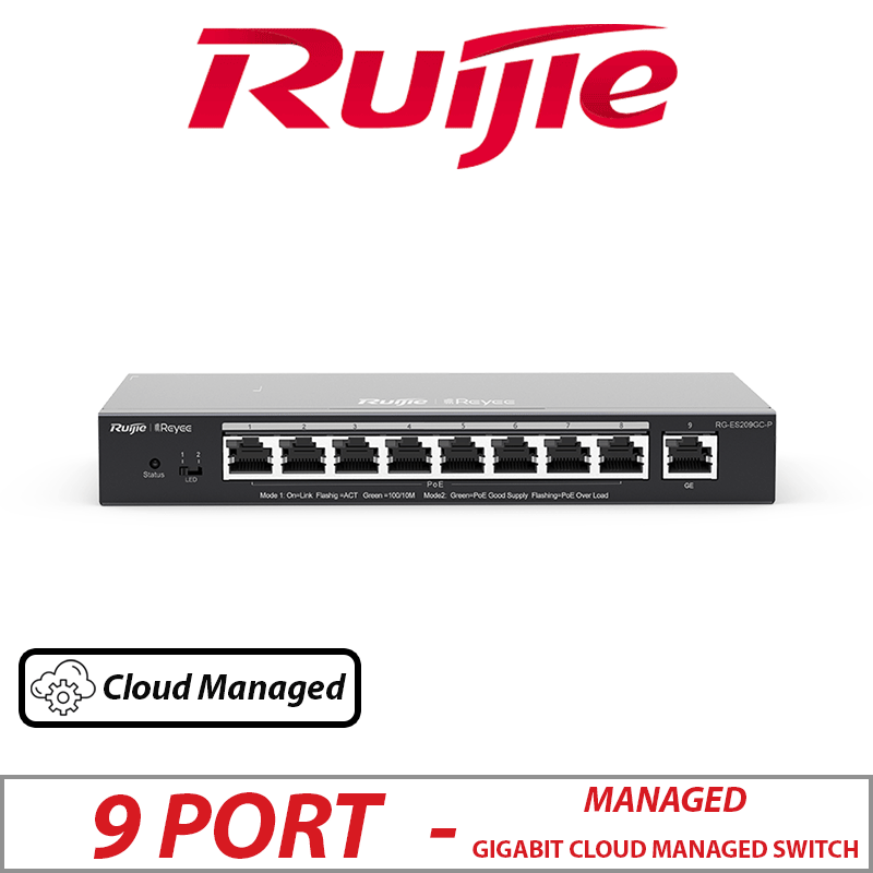 9 PORT RUIJIE GIGABIT SMART CLOUD MANAGED POE SWITCH RG-ES209GC-P