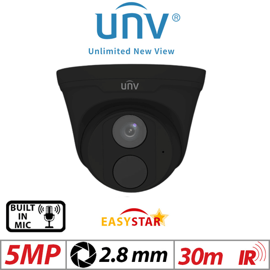 ?5MP UNIVIEW HD EASYSTAR TURRET NETWORK CAMERA WITH BUILT IN MIC 2.8MM UNV-IPC3615LE-ADF28K-G-BLACK