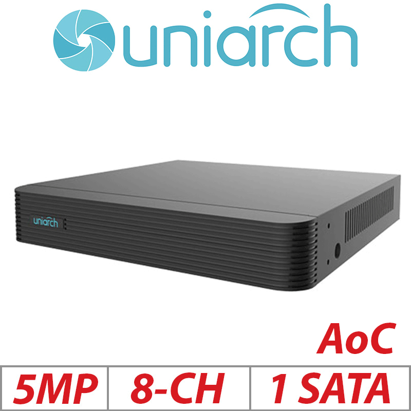 5MP 8-CH UNIARCH 1-SATA AOC XVR H.265/H.264 XVR-108G3