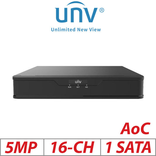 ??5MP 16-CH UNIVIEW 1-SATA AOC HYBRID XVR INCLUDING 8 ADDITIONAL IP CHANNELS H.265/H.264 UNV-XVR301-16G3