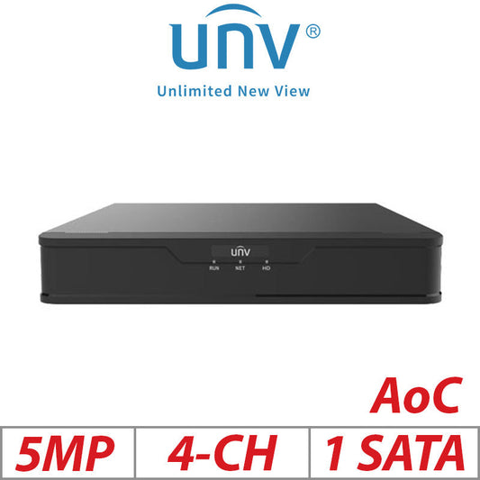 ???5MP 4-CH UNIVIEW 1-SATA AOC XVR INCLUDING 4 ADDITIONAL IP CHANNELS H.265/H.264 UNV-XVR301-04G3